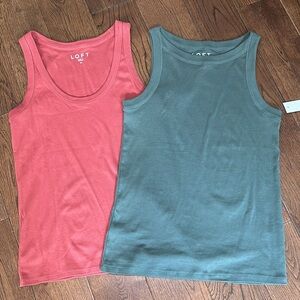 Lot of 2 NEW LOFT Pink and Green Tank Tops Size Medium Sleeveless Casual Wear